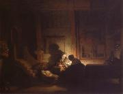 REMBRANDT Harmenszoon van Rijn The Holy Family at night Sweden oil painting artist